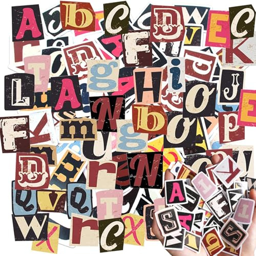 Vintage Stickers for Scrapbooking, 104 Pcs Letter Stickers Small Size Self Adhesive Scrapbook Sticker for DIY Journaling Aesthetic Laptop Decoraton