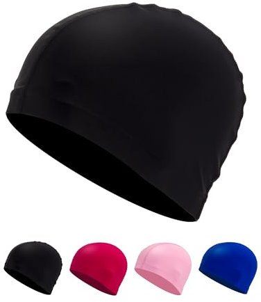 Badekappe Stoff für Damen & Herren – Bequem, Langlebig & Hochelastisch (Schwarz)