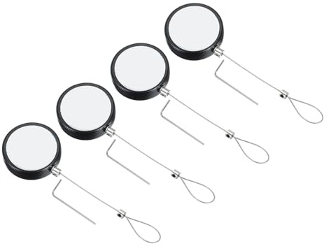 PATIKIL 1.5m / 4.9Ft Retractable Remote Control Tether, 4 Pcs Round Security Remote Cable Lock Adjustable Cable Leash Length for TV Remote Control Gaming Controller, Black