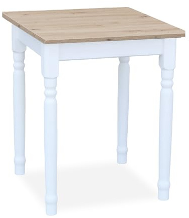 Metdrew Esstisch aus Holz | küchentisch 60x60 | holztisch | Tisch mit dekorativen Beinen | Esstisch für 2 Personen | Tisch klein küche | skandinavisch | küchentisch weiß | Tischplatte: Artisan Eiche