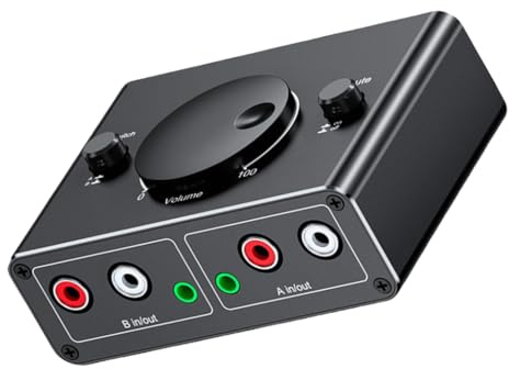 Conmutador auditivo bidireccional de 3,5 mm 2RCA para sistemas de cine en casa y oficina