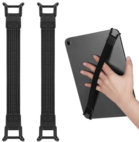 AXFEE Soporte De Mano para Leer En La Cama, 2 Pcs Correa Antideslizante para Tabletas, Agarre de Dedo Elástico Multifuncional Tableta para 8.7-13 Kindle/Oasis/E-Books/Kobo/Tablets (Negro)