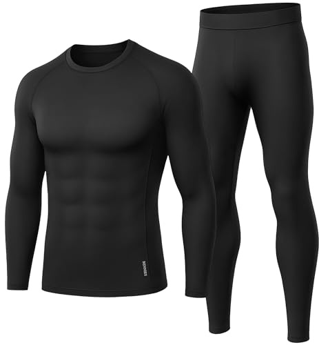 Under termiska kläder herr vinter termiska underkläder herr under termisk tröja snöiga skidor strumpbyxor elasticitet termiskt set andas under termiska byxor, svart, 3XL