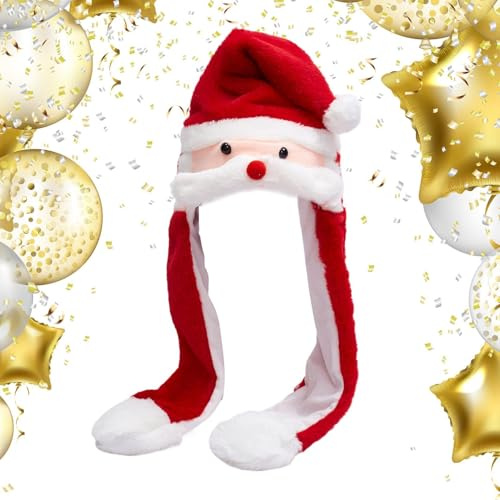 Cappello con orecchie mobili in peluche di Natale – Cappello salto con orecchie mobili per feste in costume, festival musicali, eventi a tema, registrazione video, riunioni di famiglia