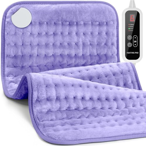 Heating Pad for Back Pain Relief - 33x17 Extra Large Electric Heat Pad,6 Heat Settings &4 Auto Off, Machine Washable,Overheat Protection,for Shoulders,Neck,Period Cramps,Gifts for Women Mom [Purple]
