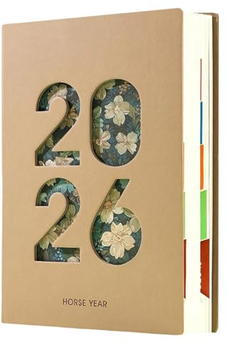 Planificador anual 2026, A5 de piel sintética para 365 días, calendario mensual y planificador diario 2026, para planificación, estudio, citas, oficina, escuela y viajes