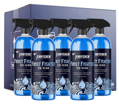 Jennychem Industrial Chemicals De-Icer Spray for Cars – 5 x 1L Trigger Bottles | Fast-Acting Ice Remover for Windscreens & Locks | Works Down to -9°C | Winter Car Spray for Frost & Ice