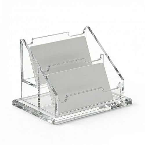 Novocloud Soporte para Tarjetas de Visita para Escritorio, Portatarjetas de Acrílico 2 Ranuras Transparente Titulares de Negocios para Organizador de Tarjeta de Visita, Capacidad 120 Tarjetas