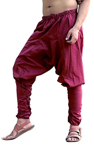 SARJANA HANDICRAFTS Mens Womens Cotton Churidar Harem Pants Yoga Pajama Ethnic Trouser (Maroon)