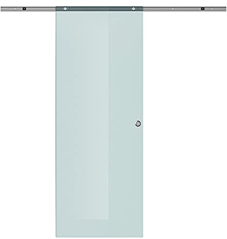 HOMCOM Porta Scorrevole in Vetro Smerigliato con Binario in Alluminio per Bagno Cucina Studio Vetro 205cm
