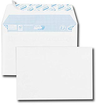 Caja de 500 sobres blancos C6 114 x 162 80 g/m² banda protectora