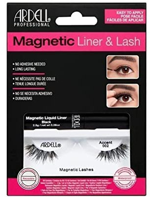 Ardell False Eyelashes Magnetic Liquid Liner & Lash Accent 002 Black Magnetic Liquid Liner No Glue Required Reusable Vegan-Friendly Eyelashes