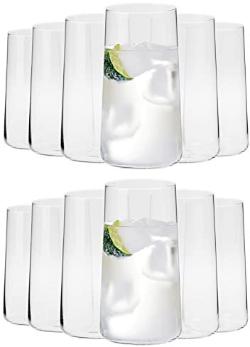 KIAPPO Longdrinkgläser Set 540 ml - 12 Stück Gläsern - Trinkgläser - Modernes Minimalistisches Design für Wasser und Kalte Getränke - Kristallglas - Spülmaschinenfest
