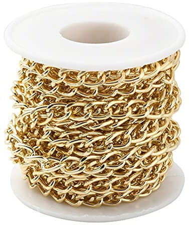 Jaydis 16,4 fot aluminium pansarkedjor 2 mm vridna länkar korskabelkedjor guldpläterade med spole för hänge halsband smyckestillverkning