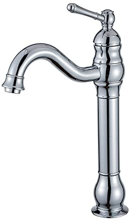 FWZZQ Wasserhahn Bad Hoch Retro, Waschtischarmatur Chrom, 360°Drehbar Armatur Waschbecken, Einhebel Mischbatterie Badarmatur aus Messing Hoher Auslauf für Badezimmer