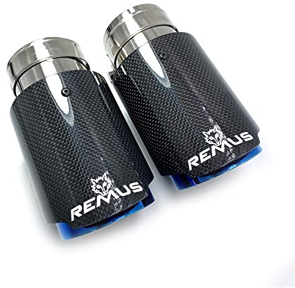 Embout Echappement 1 PCS Tuyau de queue d'échappement de voiture Glossy Carbon Tour de queue bleue en acier inoxydable Bouton de silencieux droit avec ajustement utilisé for BMW F30 Echappement Voitur