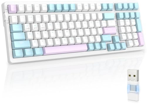 MAGIC-REFINER RK96 Wireless Mechanical Keyboard, Apex Pro TKL Gaming Keyboard, 2.4Ghz/Bluetooth 5.0 Dual Mode 2-in-1 Receiver 100 Key Hot Swappable MX Keyboard Linear Red Switch for PC/MAC/Tablet