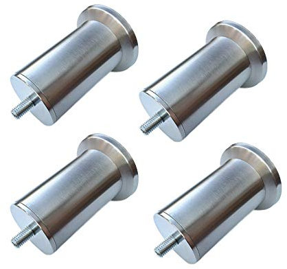 moaupr 4 Stücke Möbelfüße Möbelbeine aus Edelstahl Tischbein aus gebürstetem Metall Stützfüße Sofa Runde Füße Kabinettfüße Dickes Material M10 Schraube Möbel Zubehör,Silber 5.8cm