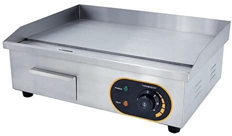 Electric Griddle, Commercial Electric Flat Top Griddle,Stainless Steel Teppanyaki Grill with Temperature Control (54x40cm)