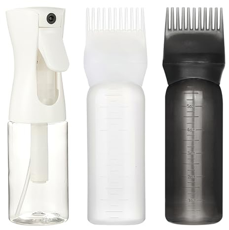 ZMDMAH Applicatore Olio Capelli Kit, 2 Distributore Olio Capelli e 1 Flacone Spray Continuo Ultra Fine, Applicatori a Pettine per Capelli, Applicatore per Capelli per Parrucchieri, Tintura e Cura