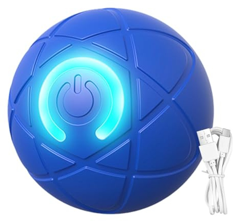Hundleksak automatisk rullboll, hundleksaksboll Interaktiv husdjursleksak, USB-uppladdningsbar interaktiv hundboll med ljus, elektrisk studsboll för kattvalp