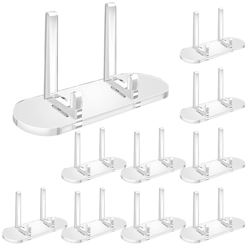 loghohu 10 supporti per piatti in acrilico, piccoli supporti in plastica, mini supporti per carte di credito, rimovibili, in acrilico trasparente, per CD, libri, cornici, decorazioni per foto