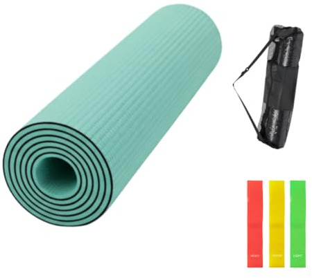 FUN FAN LINE - Esterilla de Yoga y Pilates | Colchoneta Antideslizante con Gomas Elásticas para Ejercicio y Deporte | Alfombra de Entrenamiento, Portátil con Bolsa de Transporte para Fitness