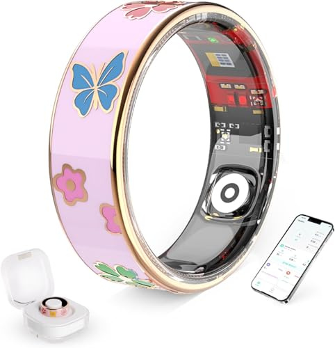 HPLSZCN Smart Ring Women, Fitness Rings for Men with Sleep Tracker, Heart Rate, Step Counter, Health Ring for Android & iOS (Pink, 9)