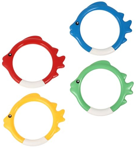 VICASKY Lot de 4 Anneaux de Plongée sous-Marine en Plastique Coloré pour Garçon et Filles, de Natation Léger et Compact, pour Entraînement Piscine et Jeux D'extérieur