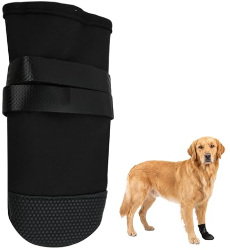 Scarpe per Cani, S/M/L/XL, con Cinghie Regolabili, Calzini Antiscivolo Scarpette Protettive per Cani, Impermeabile Cane Taglia Piccola Media Grande, per Recupero Zampe Ferite Neve e Asfalto Caldo