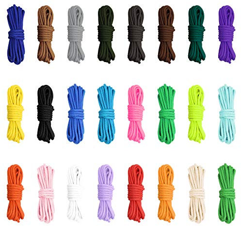 Hileyu Lot de 24 Rouleaux de Corde de Parachute de 3 m - 4 mm - Multifonction - Type III - Corde de Survie Kit de Bricolage - Corde à 7 brins - Corde de Tente - Corde de Survie d'extérieu