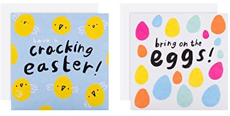 Hallmark Easter Card Multipack, Pack of 10 Easter Cards, Cute Easter Card, Colourful Eggs Designs, Yellow, Blue, Pink, White