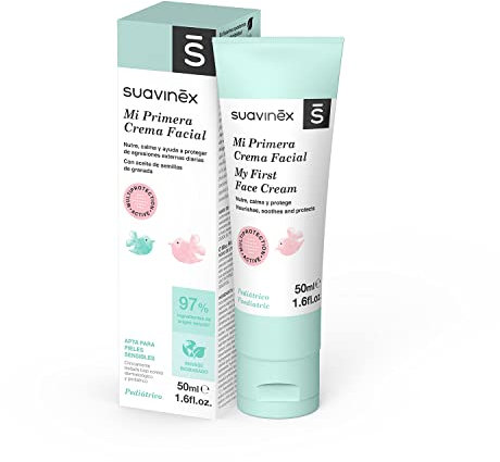 Suavinex, Gesichtscreme für Babys, geeignet für Neugeborene, geeignet für empfindliche Haut, tägliche Anwendung, nährt, beruhigt und schützt vor äußeren Einflüssen, einfache Absorption, 97%