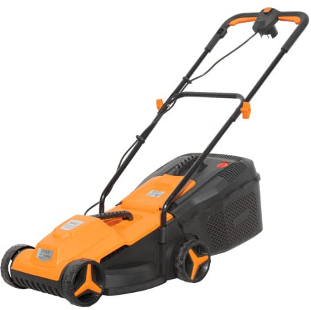 Bricoferrr Cortacésped Eléctrico - 1000W, Ancho de Corte 32cm y Altura Ajustable