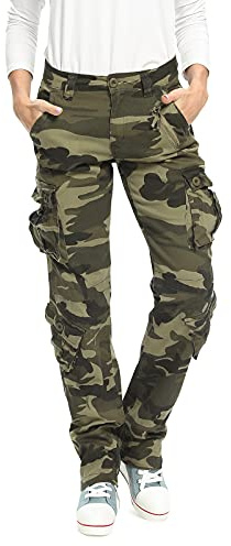 Tianerhay Women's Cotton Cargo Work Trousers with 8 Pockets | Military Tactical Pants,Casual,No Belt Included,for Hiking,Walking,Travel,Outdoor Activities