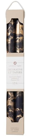 Northern Lights Candles - Premium Decorative Tapers - 12 2PK - Graphite w/Gold - 73309