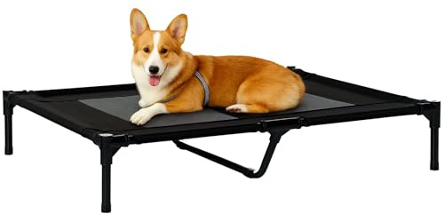 PawHut Hundeliege, Outdoor Hundesofa, Haustierbett, Schlafplatz, Katzenbett, Hundebett, 92 x 76 x 18 cm, Schwarz