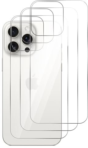 GIOPUEY[3 Pack Back Protector Compatible with iPhone 15 Pro Max, iPhone 15 Pro Max Back Protector Film, Tempered Glass, High Transparency, Scratch Resistant, Bon-Slip - transparent