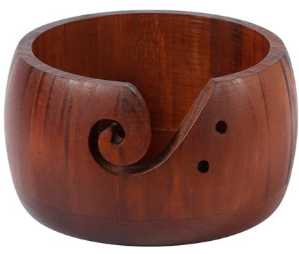 NQEUEPN 6'' Wooden Yarn Bowl Holder, Yarn Bowls for Crochet Knitting Bowl Storage Organizer with Holes and Groove Prevent Slipping Crocheting Accessory for Knitters & Crocheters