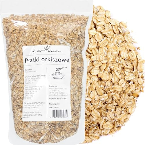 Fiocchi di Farro Integrale Naturale 1 kg | Ricchi di Proteine e Fibre | Ideali per Colazione Sana e Porridge | Senza Additivi | KUCHNIA ZDROWIA