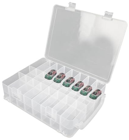 XiyaxiVici Scatola di immagazzinaggio per Cars Toys Doppia faccia Scatola in Plastica Trasparente 48 Scomparti Organizer per auto giocattolo 33x25x8 cm