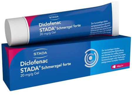 Diclofenac STADA Schmerzgel forte 20 mg/g Gel, zur Behandlung von leichten bis mäßig starken Schmerzen bei akuten Zerrungen, Verstauchungen oder Prellungen infolge eines stumpfen Traumas, 100 g