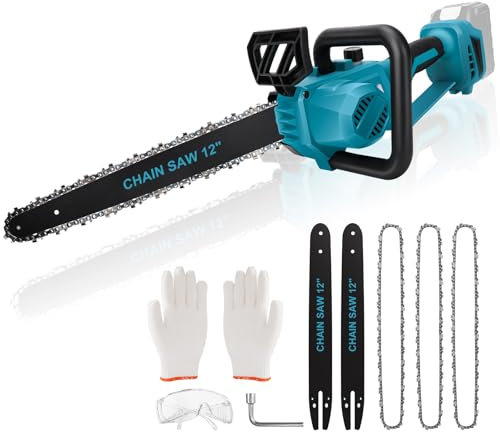 WingFly Motosierra Eléctrica 12 Pulgadas Compatible con Makita 18 V Batería, Brushless Motosierra de Mano, Motosierra Inalámbrica Portátil para Podar Árboles de Jardinería