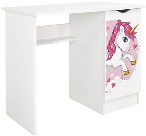 Leomark Kinderschreibtisch Roma Weißer Kinder-Computertisch mit Regal und Stauraum Multifunktionaler Schreibtisch Lerntisch Spieltisch Moderner PC-Tisch Höhe 77 cm