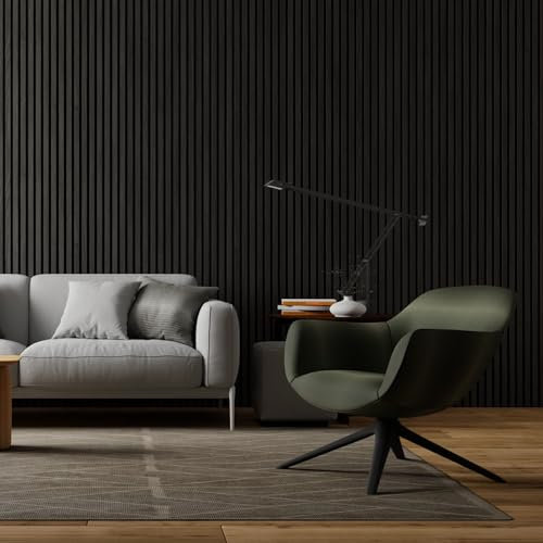 Acoustic Wood Slat Wall Panel 240cm x 60cm (Midnight Black)