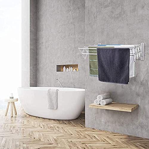 Stendino a fisarmonica da parete in acciaio inox, pieghevole e retrattile, per lavanderia, bagno, casa, stendibiancheria, per uso interno ed esterno, alla moda, stella di luce, inseguendo il