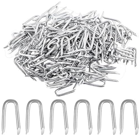 15mm galvanised U nails for Fencing Heavy Duty U Shaped Nails Fence Staples for Wire Mesh and Woven Fencing Garden Mesh Fasteners Staples Nails Pack of 200g