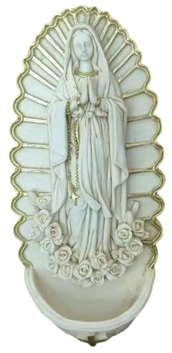 Holy Water Font 7.5in Resin Wall Hanging Church Decor