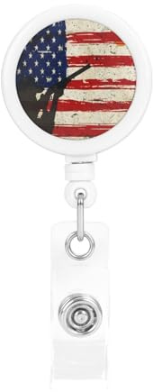 Skeet Shooting USA Flag Trap Shooting Clay Pigeon 1 Retractable Badge Holder Bulk Convenient Nurse Badge Reels Badge Clip for Nurse Doctor Teacher Student Office Staff Name Tag