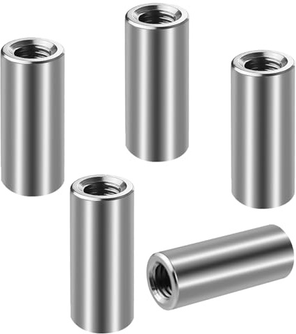 SHBAOCH M4×20mm Gewindehülse, 5 Stück 304 Edelstahl Runde Gewindemuffen, Rund Verbindungsmuttern Langmutter Kupplungsmutter für Halterung Grobgewinde